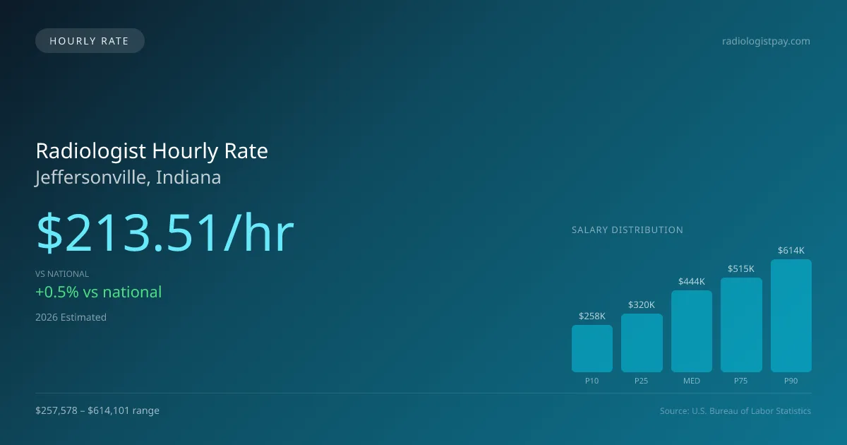Radiologist Hourly Rate in Jeffersonville, IN — 2026 est., based on 2025 BLS