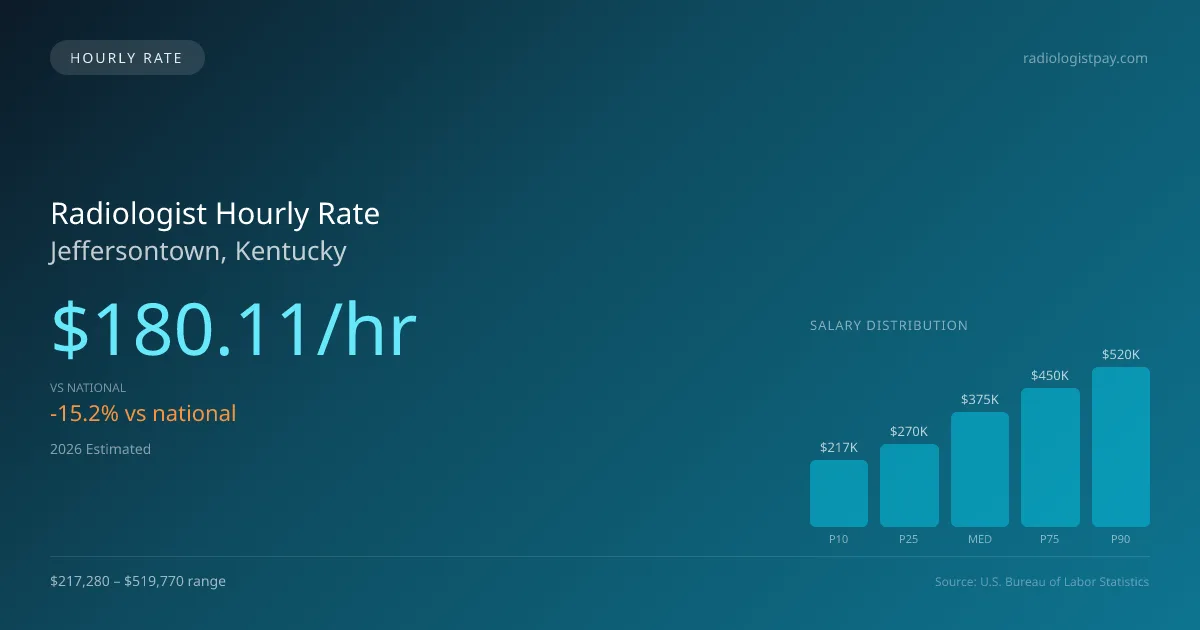 Radiologist Hourly Rate in Jeffersontown, KY — 2026 est., based on 2025 BLS