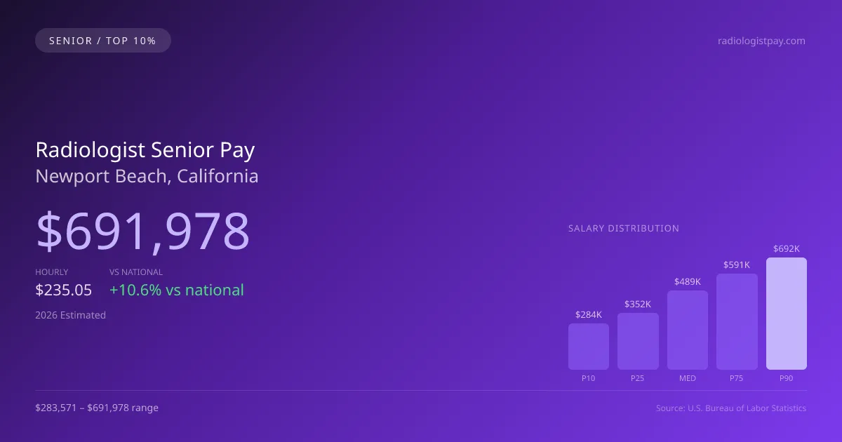Radiologist Senior Salary in Newport Beach, CA — 2026 est., based on 2025 BLS