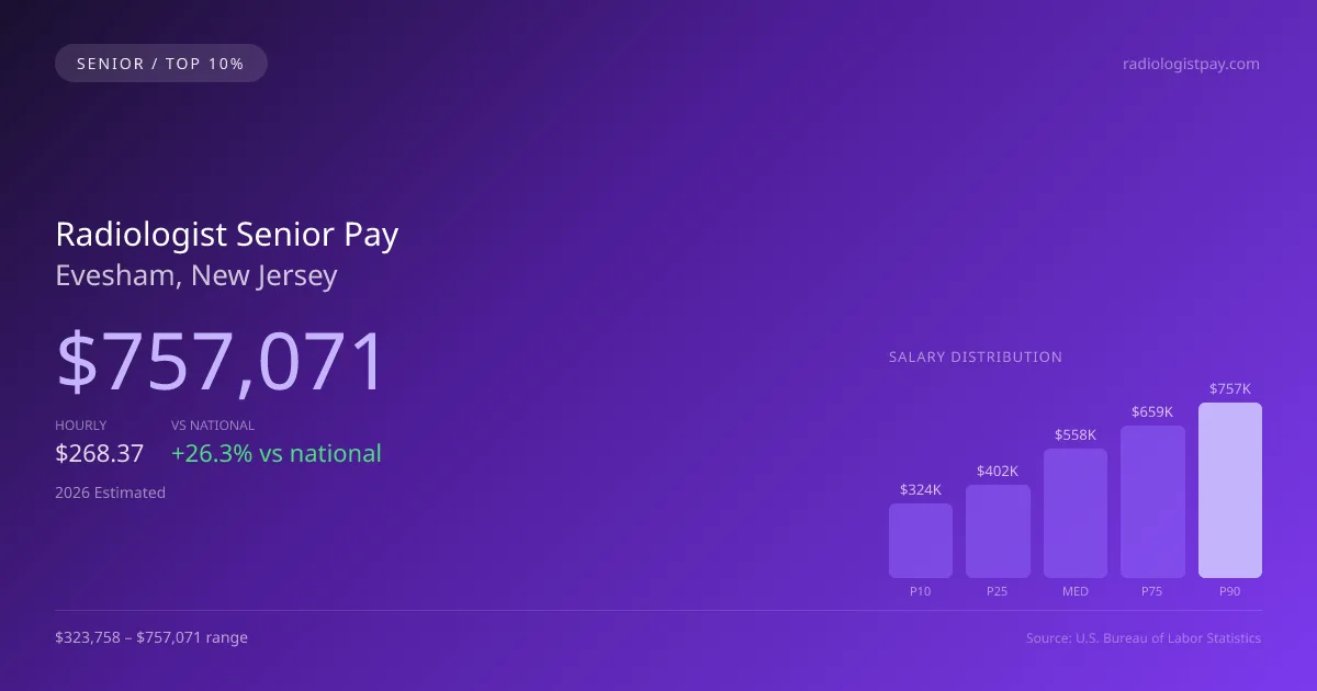 Radiologist Senior Salary in Evesham, NJ — 2026 est., based on 2025 BLS