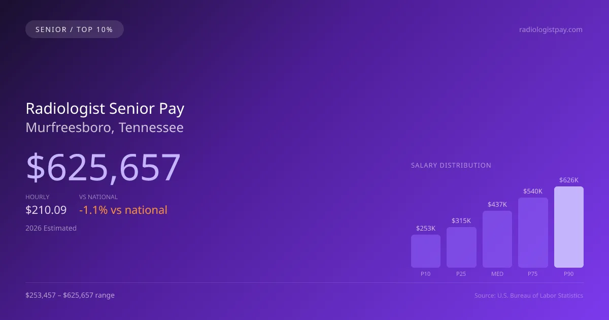 Radiologist Senior Salary in Murfreesboro, TN — 2026 est., based on 2025 BLS