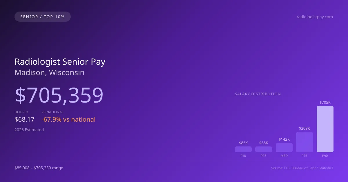 Radiologist Senior Salary in Madison, WI — 2026 est., based on 2025 BLS